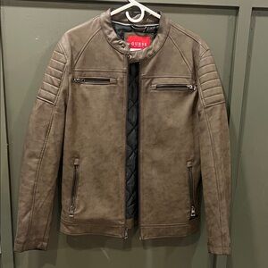 GUESS Men's Tan Leather Jacket
